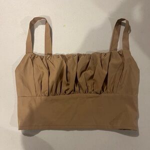 Tan Ruched Crop Top